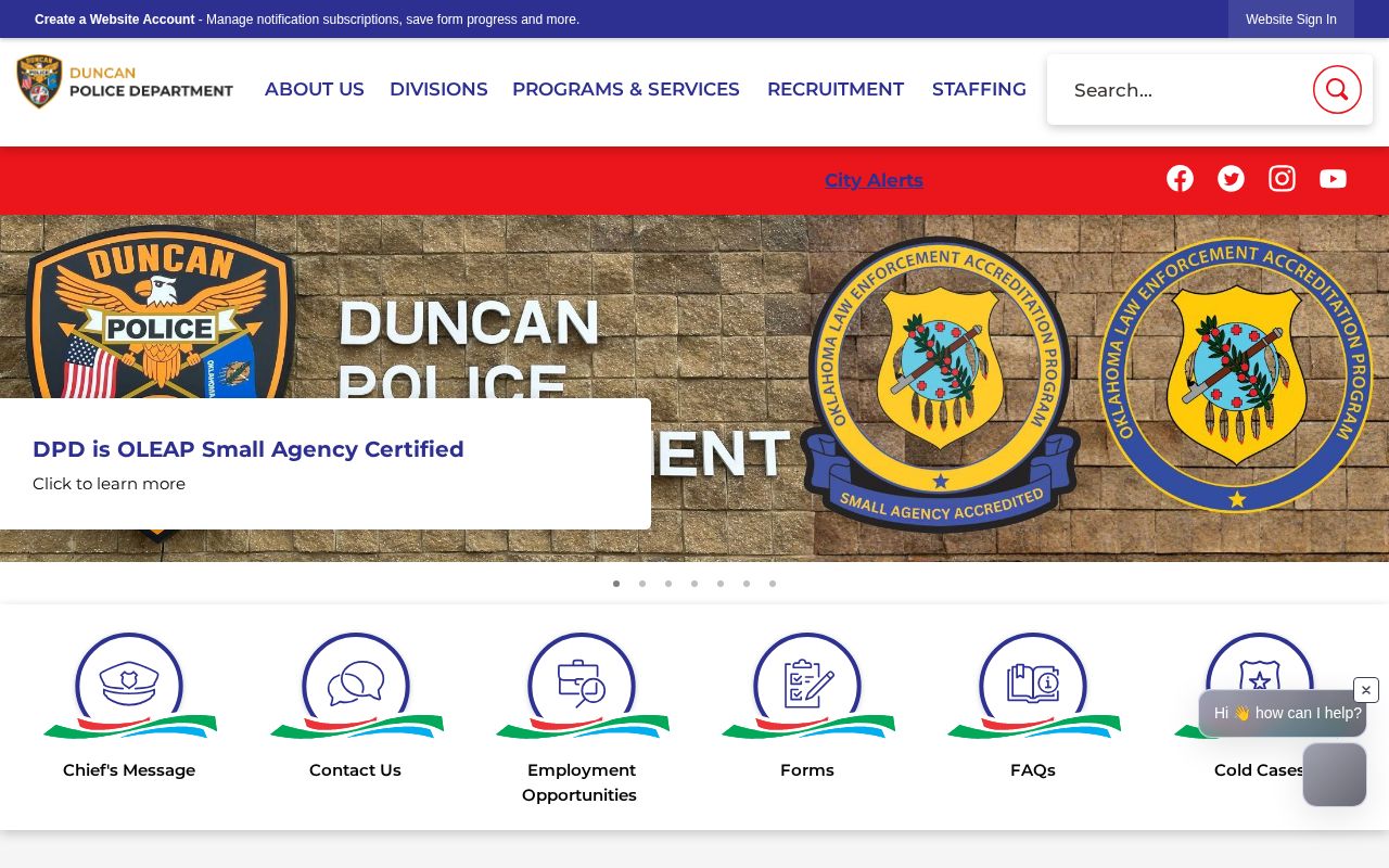 Stephens County Duncan Police Department page for arrest-record requests